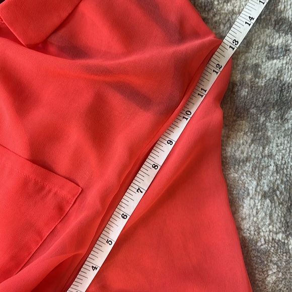 Ambience Apparel Coral Chiffon Button Up Blouse, 1X - Picture 5 of 5
